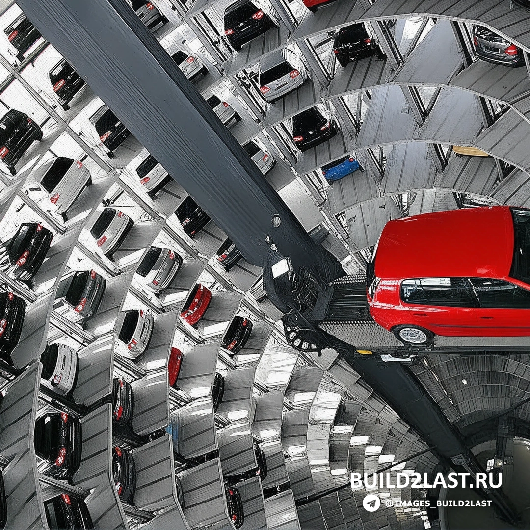 Автомобили на разных уровнях парковки в здании
