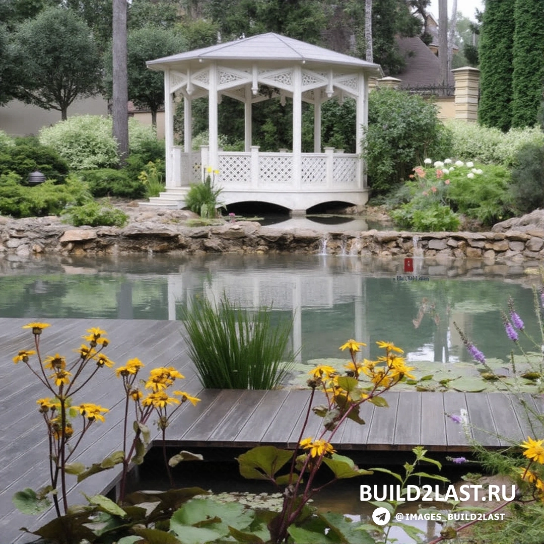 Беседка с панорамным остеклением, столом и стульями из темного дерева