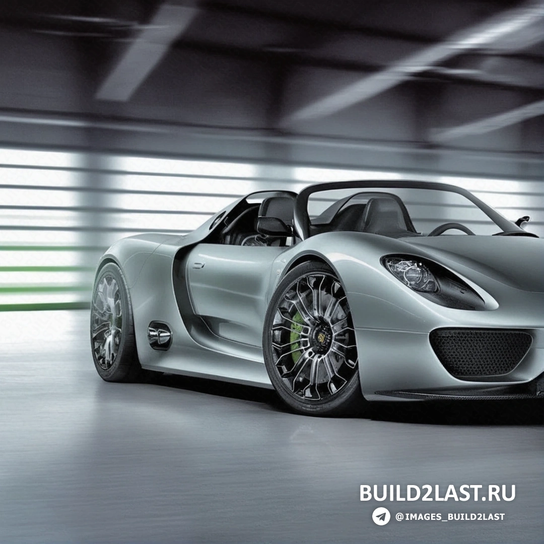Дерзкий суперкар Porsche 918 Spyder с металлическим покрытием на фоне немецких пейзажей