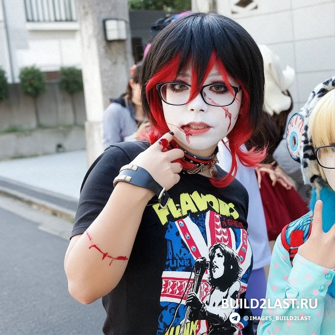 Фэнтези-стиль в Токио с ярким макияжем и одеждой