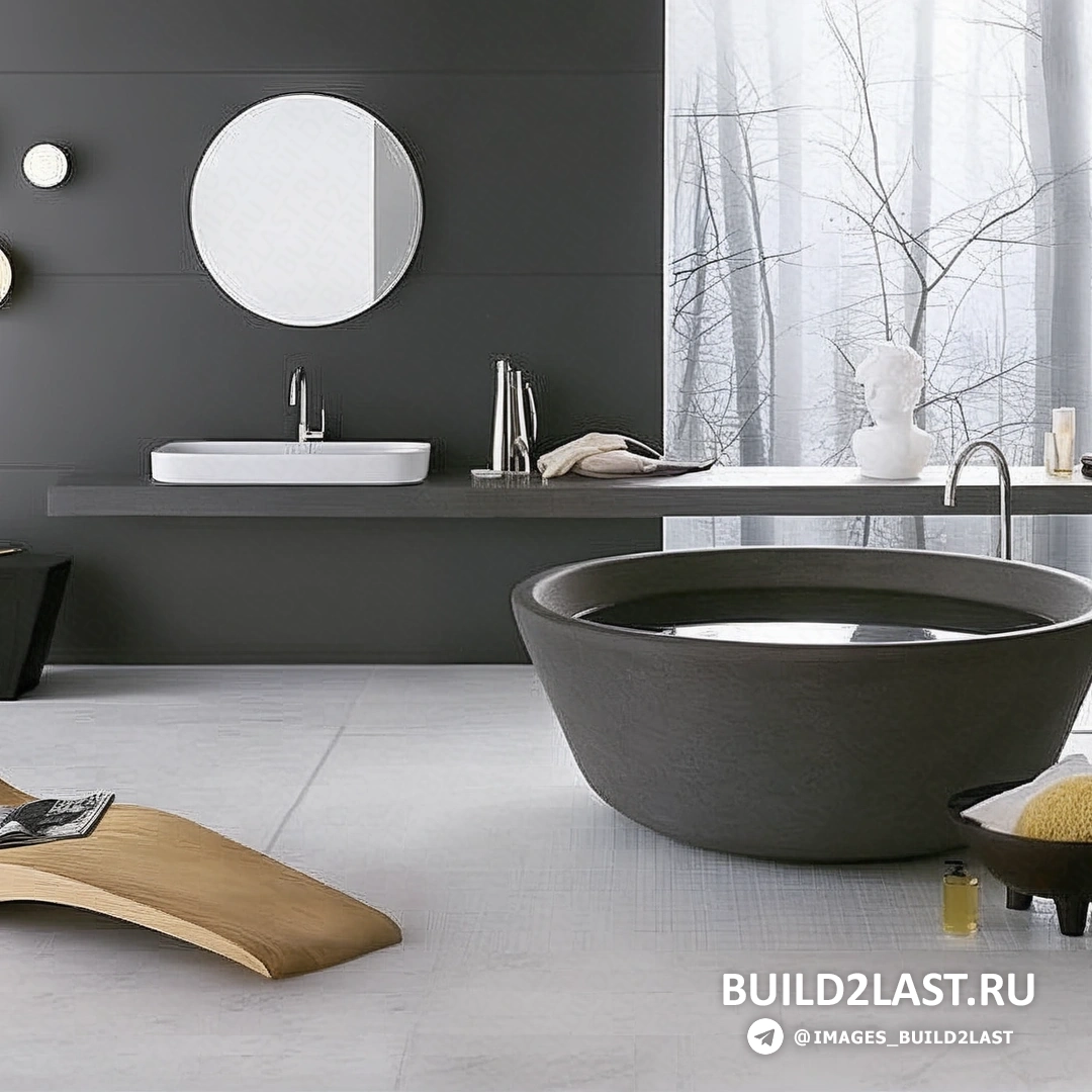 Гостиная-кухня в эко-стиле с темным деревом, салатовыми акцентами, подвесными светильниками и фотообоями.