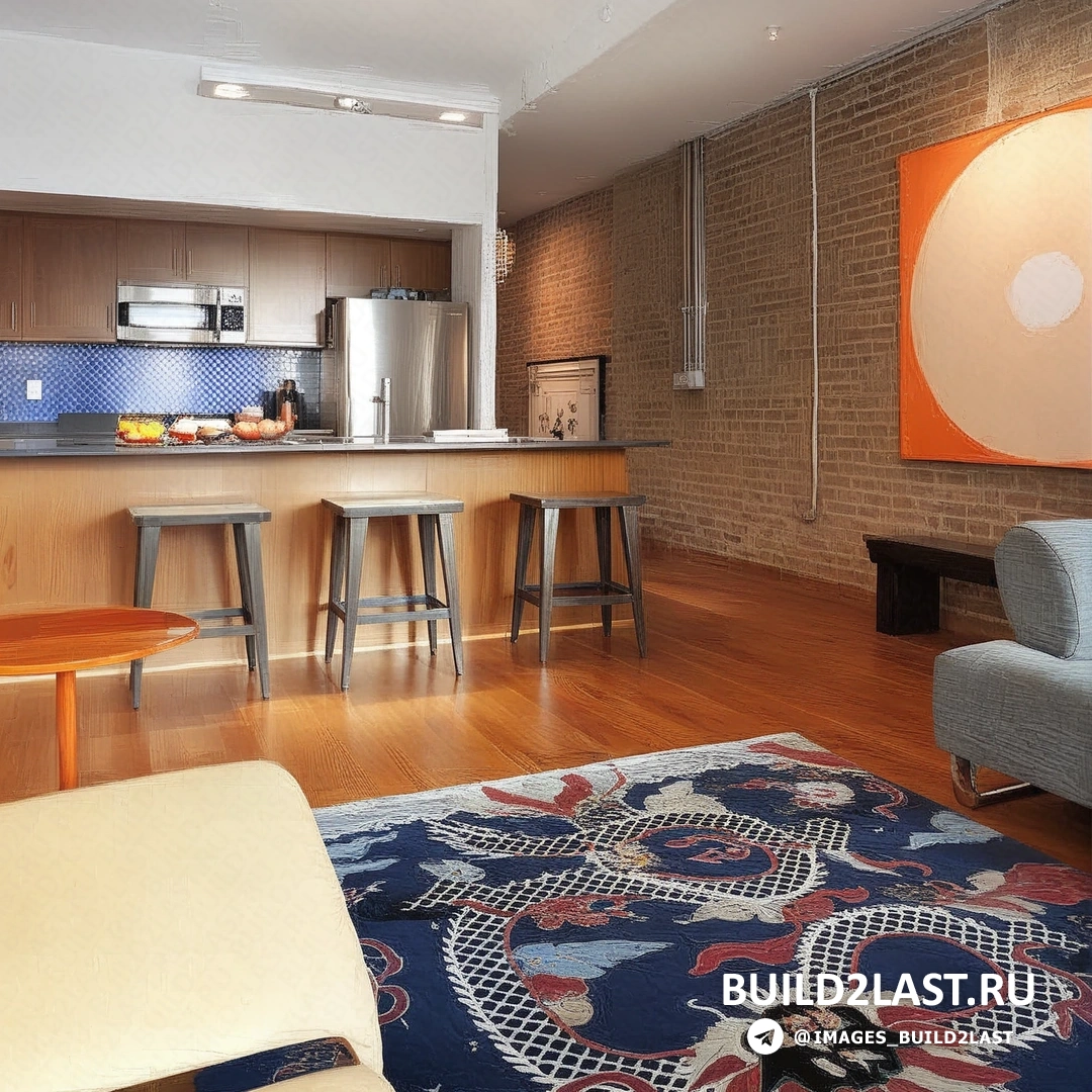 Коридор с кирпичной стеной и современным искусством на стенах, создающий уникальную атмосферу.