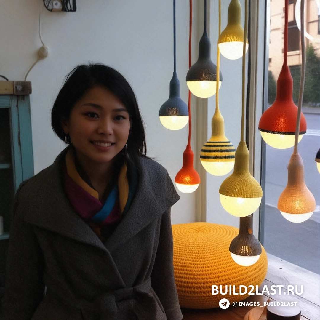 Крупный план вязаного абажура на лампе, вид деталей текстуры