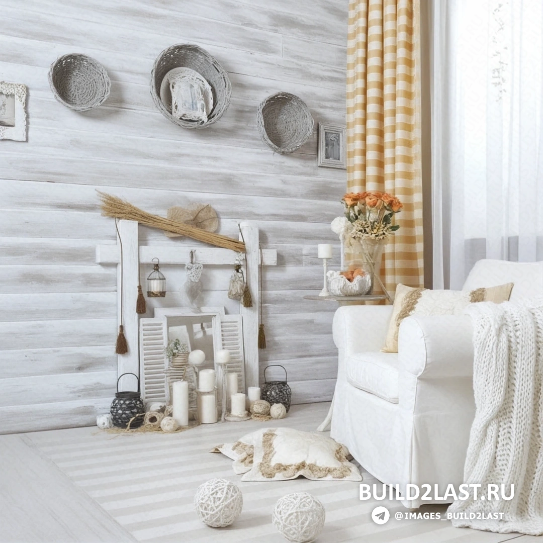 Мансардная спальня с розовыми шторами, светлым деревом и романтическим декором