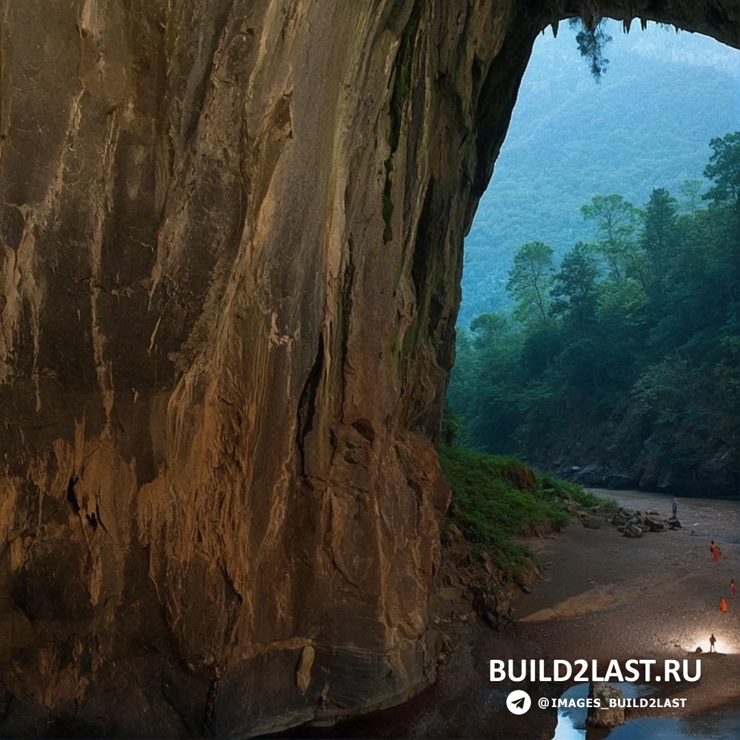 Массивные сталактиты и сталагмиты в пещере Шондонг, Вьетнам.