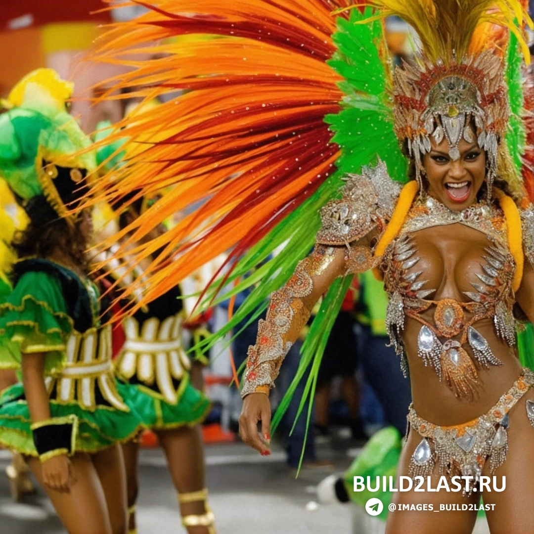 Музыканты, играющие на барабанах, во время карнавала в Бразилии