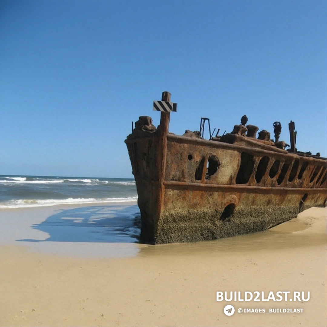 Покрытая морской коркой старая яхта, затонувшая в море