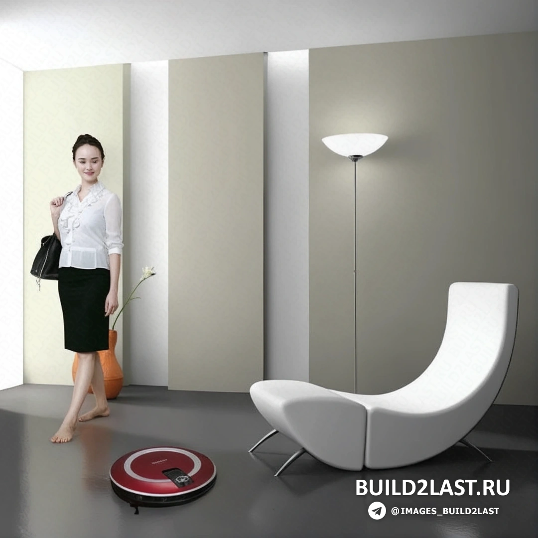 Пылесос-робот LG Hom-Dot собирает пыль и грязь с плитки в кухне