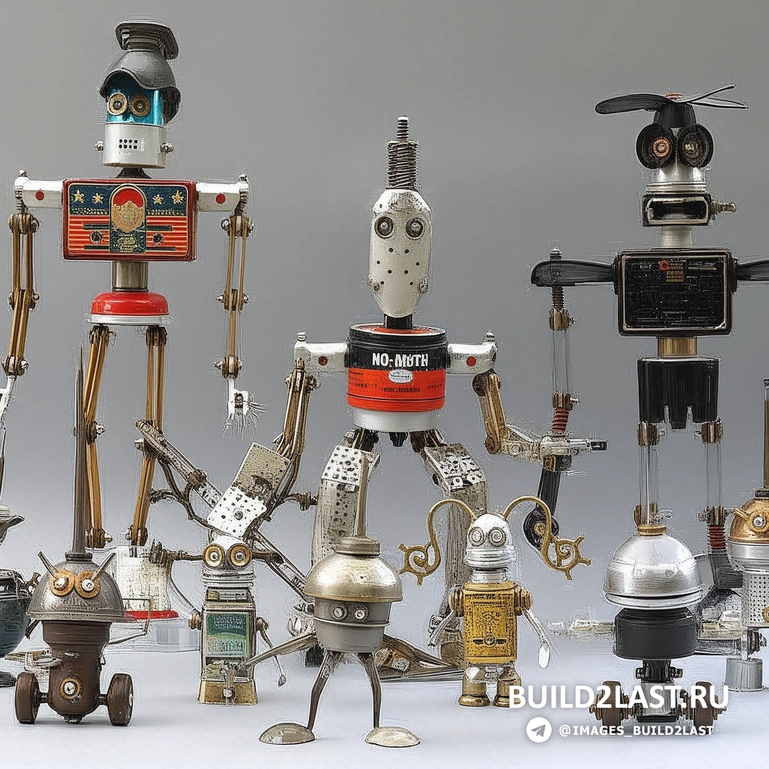 Смешной робот с большими глазами и яркими цветами